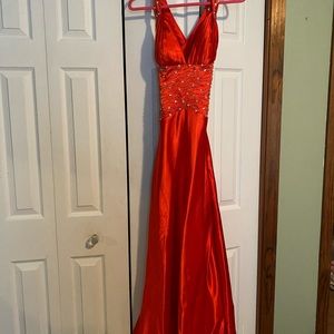 Gorgeous red sexy prom or ball gown with beautiful beading